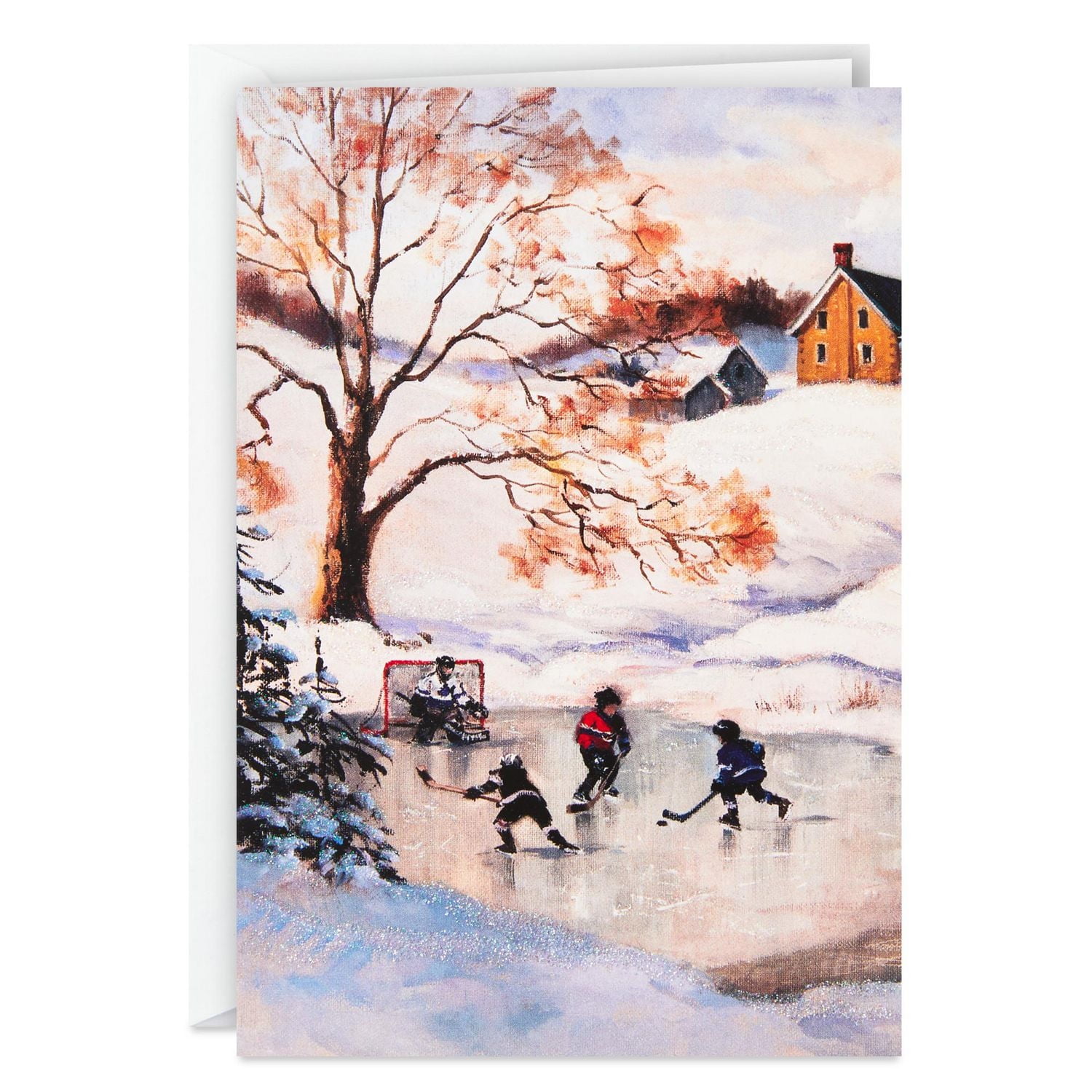 Boîte de 30 cartes de Noël Image Arts de Hallmark (Scène de hockey sur un étang gelé)