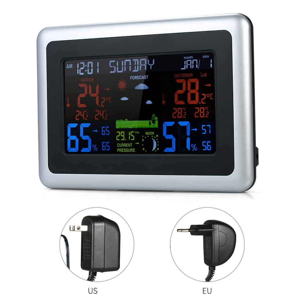 LCD Indoor Outdoor Thermometer Hygrometer Alarm Clock Calendar Weather Forecast