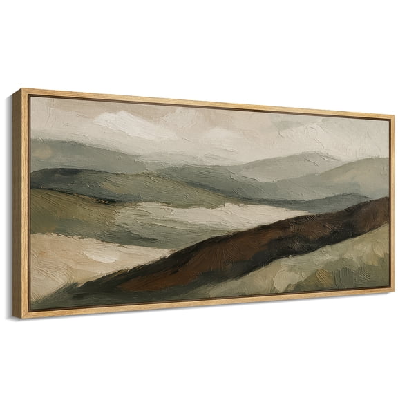 Large Framed Canvas Wall Art Abstract Mountains Print for Living Room Decoration - 60"x30" Natural Framed