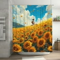 thumbnail image 5 of Rateoe Clear Sky Sunflower Shower Curtain - Fancy Bathroom Shower Curtain Sets - Waterproof Shower Curtain with Hooks with 12 Plastic Hooks 72x72 Inches, 5 of 5