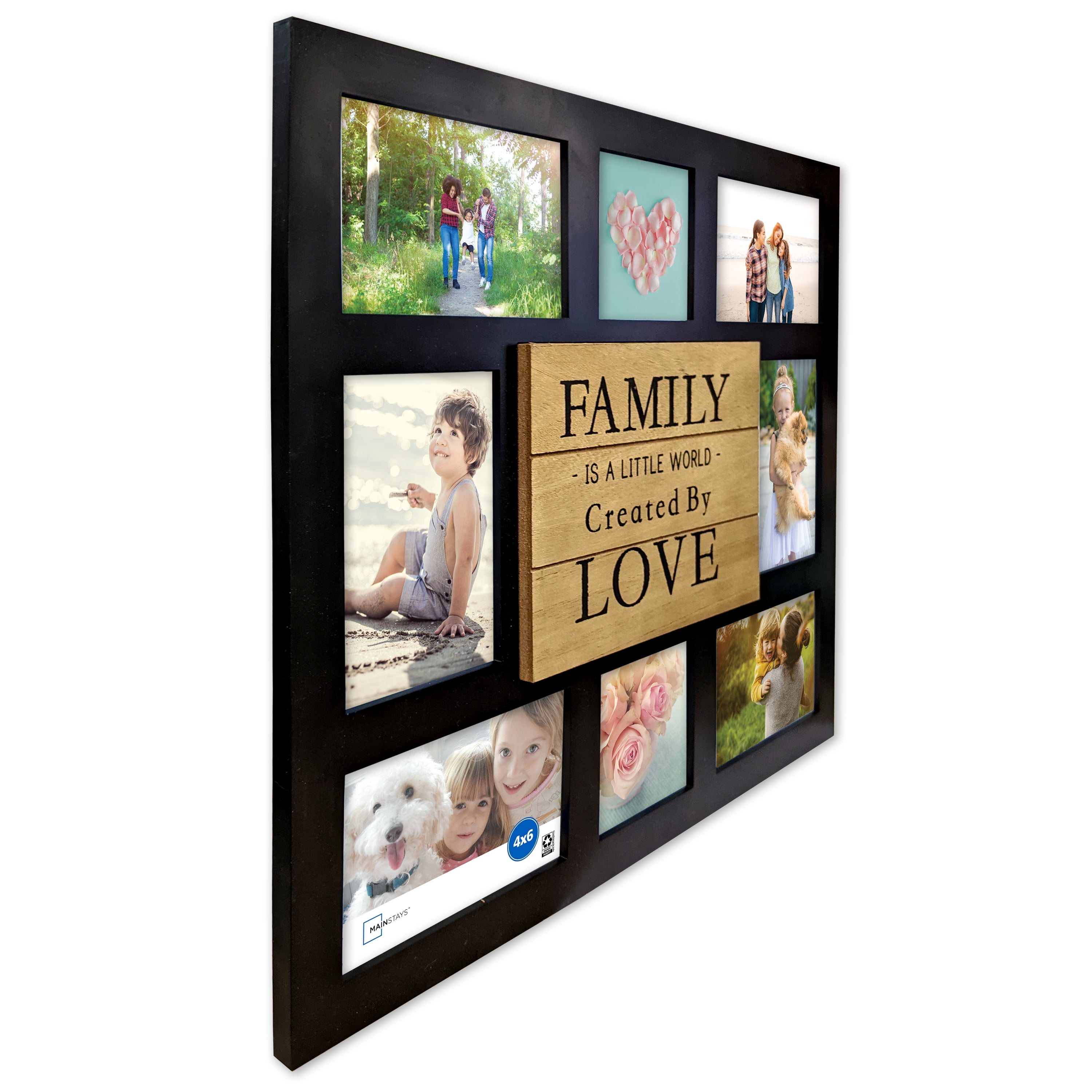 Collage Picture Frame with 8 Openings for 4x6 Photos- Wall Hanging Multiple  Photo Frame Display for Personalized Decor by Hastings Home (Black)