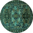 thumbnail image 1 of Ahgly Company Machine Washable Indoor Round Persian Turquoise Blue Traditional Area Rugs, 5' Round, 1 of 4