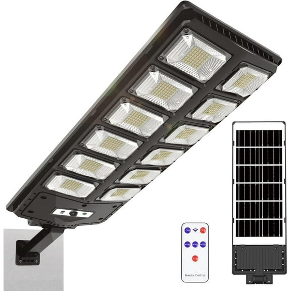Solar Street Lights Outdoor Waterproof, 6500K 10000LM Solar Street Light, 504LEDs Solar Parking Lot Lights Solar Powered Street Light Dusk to Dawn, Solar Flood Light for Yard, Deck, Garden
