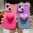 thumbnail image 4 of for iPhone 15 Case 6.1" for Women Cute 3D Love Heart Kawaii Cat Ear Gradient Color Soft Silicone Shockproof Protective Arc Edge Bumper Aesthetic Phone Cover (Blue Wine Red), 4 of 12