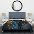 thumbnail image 3 of Designart "Celestial Angel Wings in Blue and Gold III" Contemporary Glam Bedding Covert Set - Wings Angel Blue Fantasy Bed Set With 2 Shams, 3 of 6