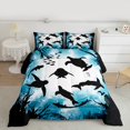 thumbnail image 3 of Homewish Kawaii Sealife Child Bedding Comforter Set, Cartoon Ocean Marine Animal Twin Comforter Sets, Walrus Shark Lover Reversible Bedding Set, Breathable Home Decor, 2pcs, 3 of 9