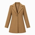 thumbnail image 4 of Women Coat Winter Casual Long Sleeve Solid Color Button Front Lapel Coat with Pockets Soft Loose Fit Cozy Outerwear for Office Wear, 4 of 7