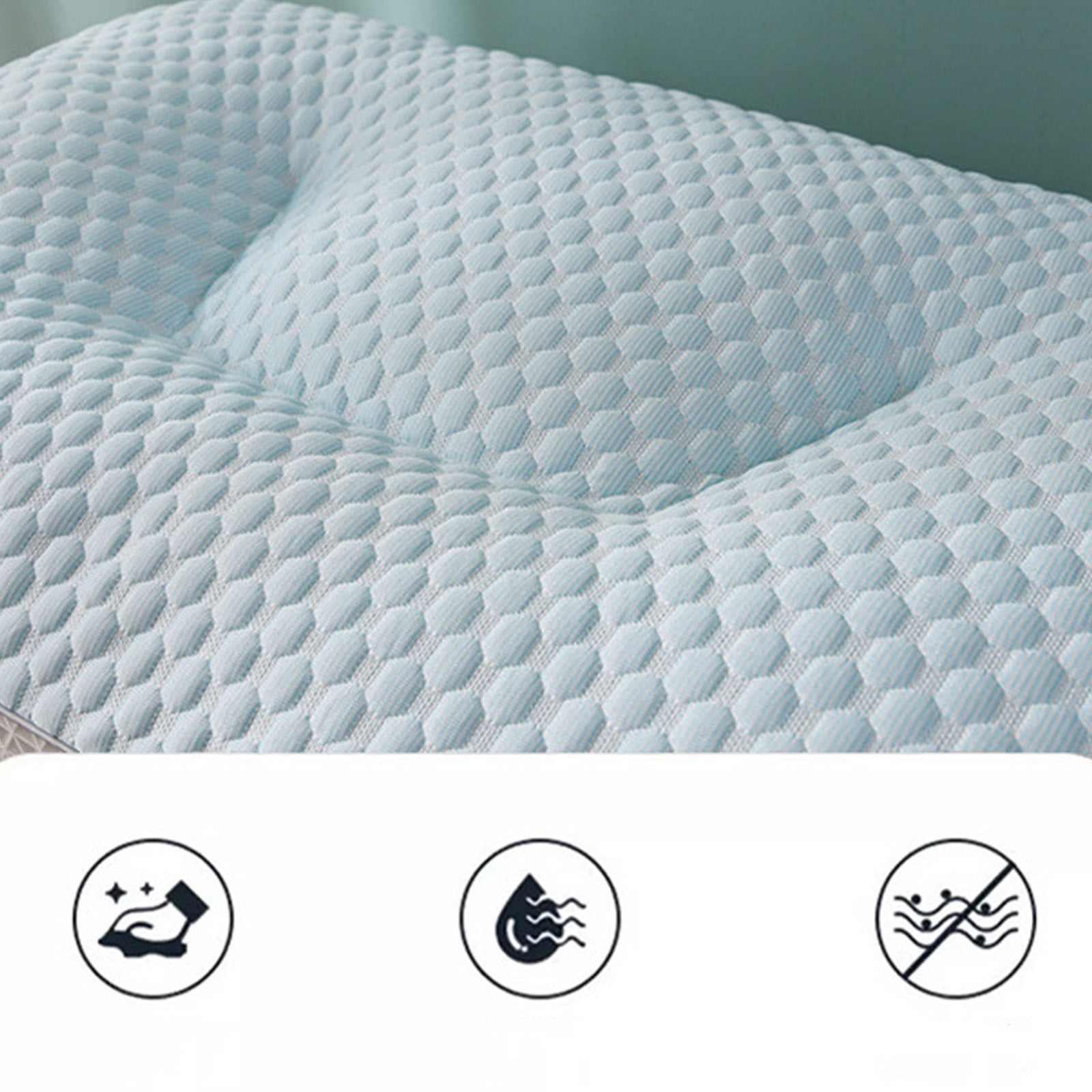 EazyTech Cooling Memory Foam Pillows Queen Size Cervical Pillow Ergonomic Head Neck Support for Side Back Stomach Sleepers Machine Washable 20x30inch Blue