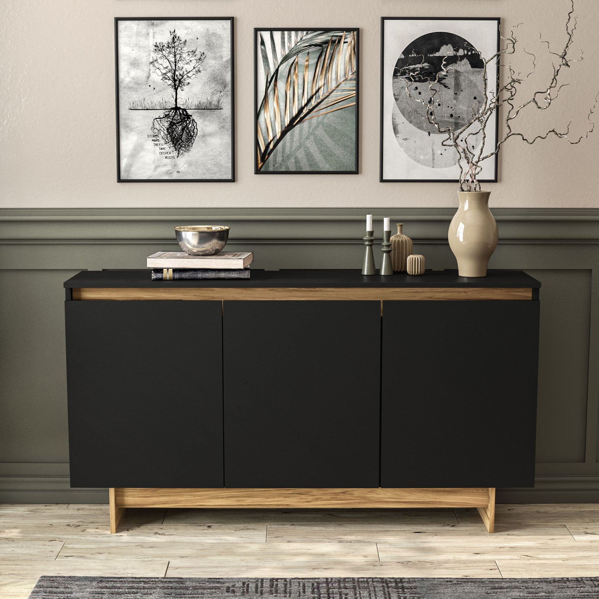 Oak Slate Design Kitchen Utensil Holder Modern Contemporary Style 