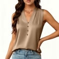 thumbnail image 4 of Eiyaclvo Womens Dressy Tank Tops Summer Sleeveless Silk Satin Shirts Loose Fit V Neck Business Work Blouses Casual Solid Cami, 4 of 8