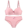 thumbnail image 2 of Kctiaxy Pink Seamless Bra and Panty Sets for Women Wireless Push Up Bars Plus Size Breathable Bar Solid Color Full Coverage Underwear Everyday Bras, 2 of 6