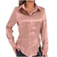 thumbnail image 3 of Camisas para mujer,Blusa de manga larga para mujer, cuello vuelto, botones delanteros, poliéster spandex satinado, plisada, informal, para estar en casa, sopatenor, 3 of 9