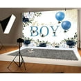 thumbnail image 3 of 8 x 6 ftBoy Baby Shower Backdrop Its A Boy Banner Gender Reveals Blue Floral Ballon Boy Baby Shower Party Decorations Gold Dots Cake Table Decoration, 3 of 5
