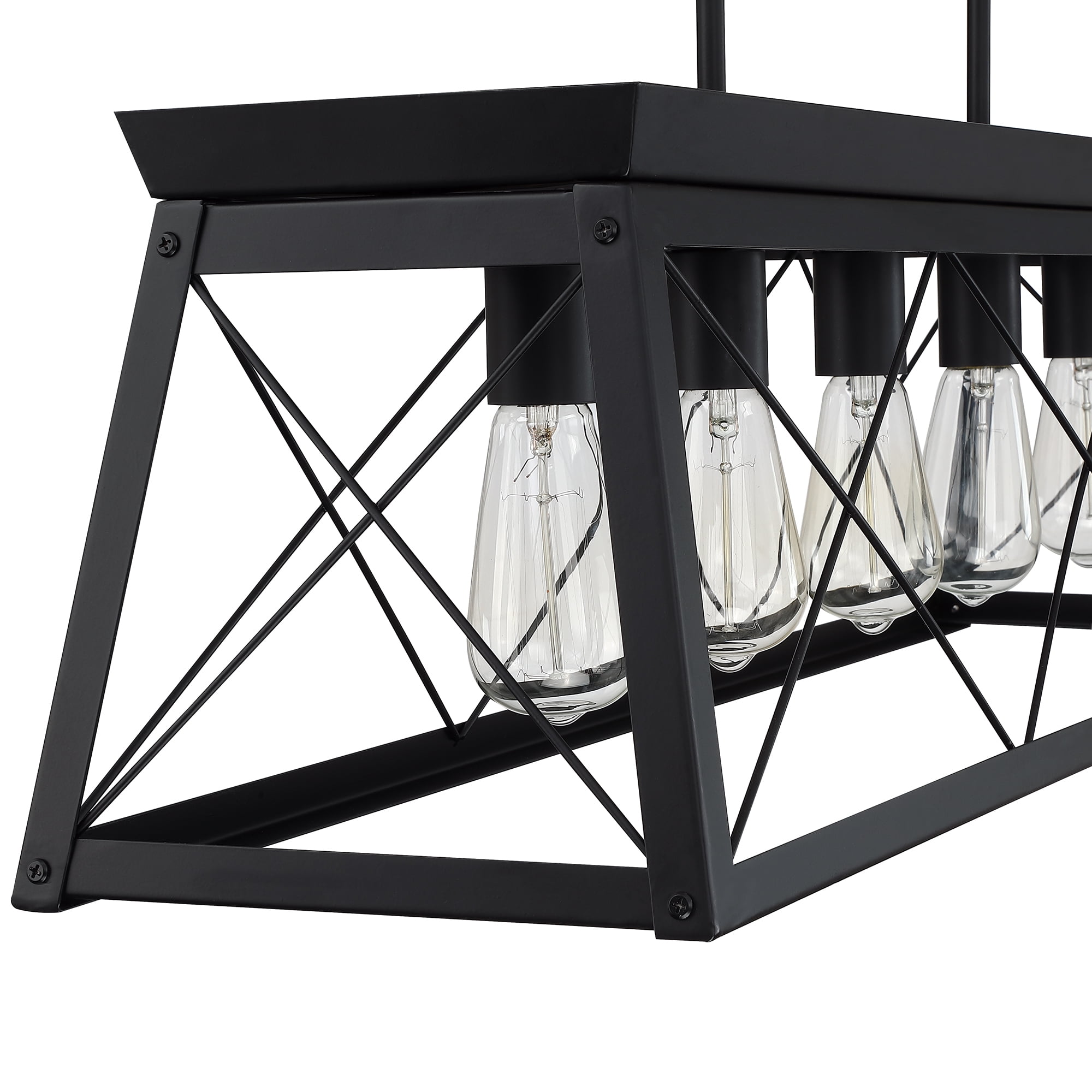 5-Light Farmhouse Matte Black Chandelier Industrial Pendant Lighting for Kitchen Island for Dining Room, Living Room