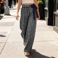 thumbnail image 5 of Women's High Waisted Plaid Wide Leg Pants Casual Elastic Waist Trousers With Pockets, 5 of 6