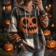 thumbnail image 2 of Meltox Womens Hooded Sweatshirt with Pocket Lightweight Fleece Pullover Long Sleeve Relaxed Fit Patchwork Graphic Hoodie Top Orange S, 2 of 8