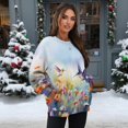 thumbnail image 3 of HELLHERO Hummingbird Daisy Print Women Sweatshirt Fall Long Sleeve Pullover Tops Fashion Oversized Crewneck Sweater Size S, 3 of 7