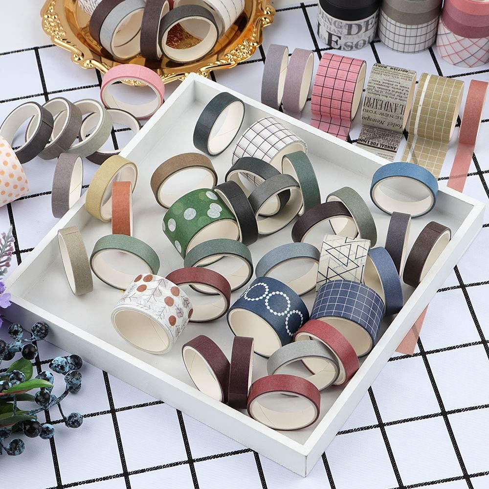 100 Rolls  Washi Tape Set, Basic Collection 10mm/25mm Wide Solid Color Masking Tapes, Writable Decoration Tape for Arts, DIY Crafts,  Journals, Planners, Scrapbooking, Wrapping