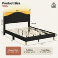 thumbnail image 6 of Pinmoco Queen Upholstered Bed Frame with Adjustable Arc-shaped Headboard, LED Platform Bed, Teddy Velvet Black, 6 of 8