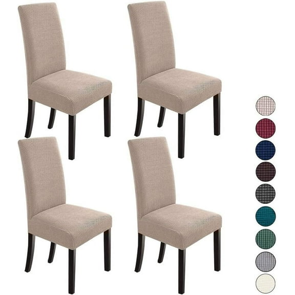 4 Pack Chair Covers for Dining Room, Stretch Chair Protector Slipcovers, Khaki