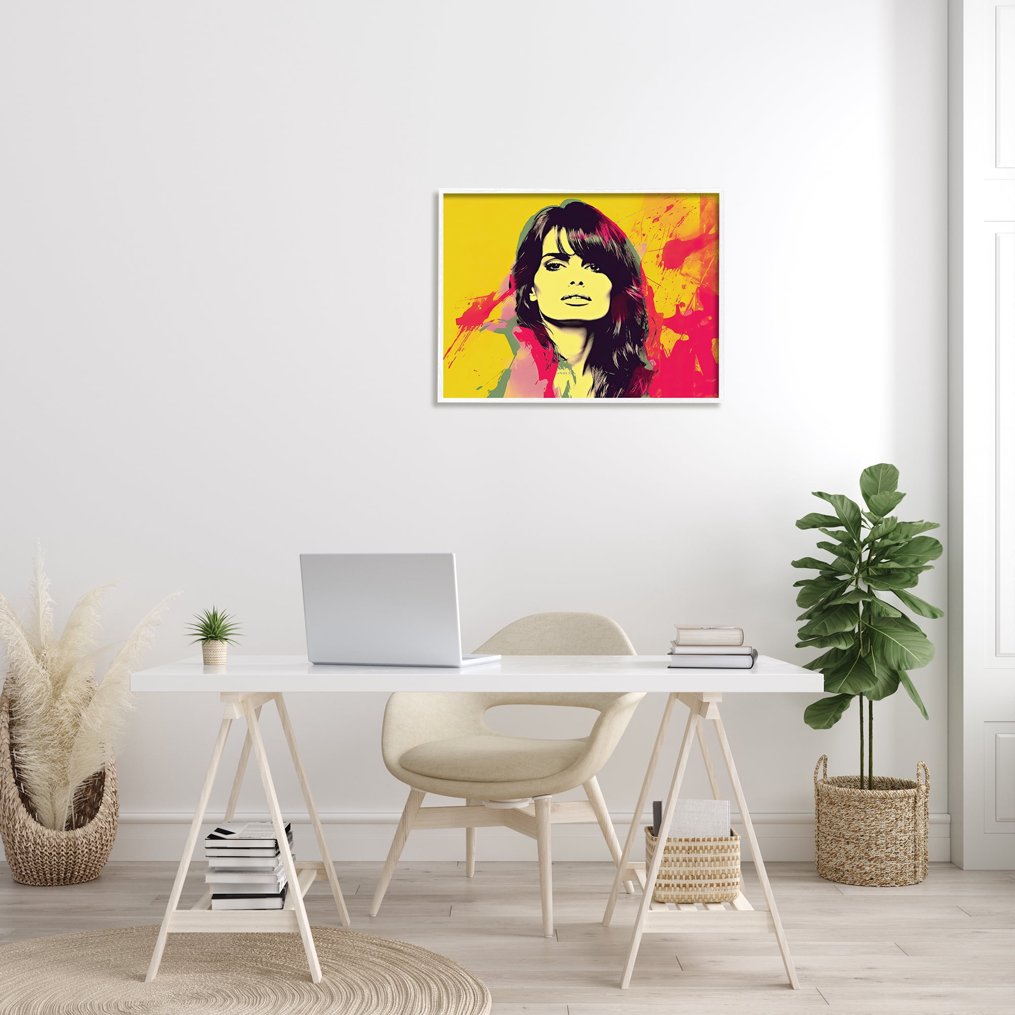 Stupell Industries Modern Penelope Cruz Abstract Painting White Framed Art Print Wall Art, 30 x 24