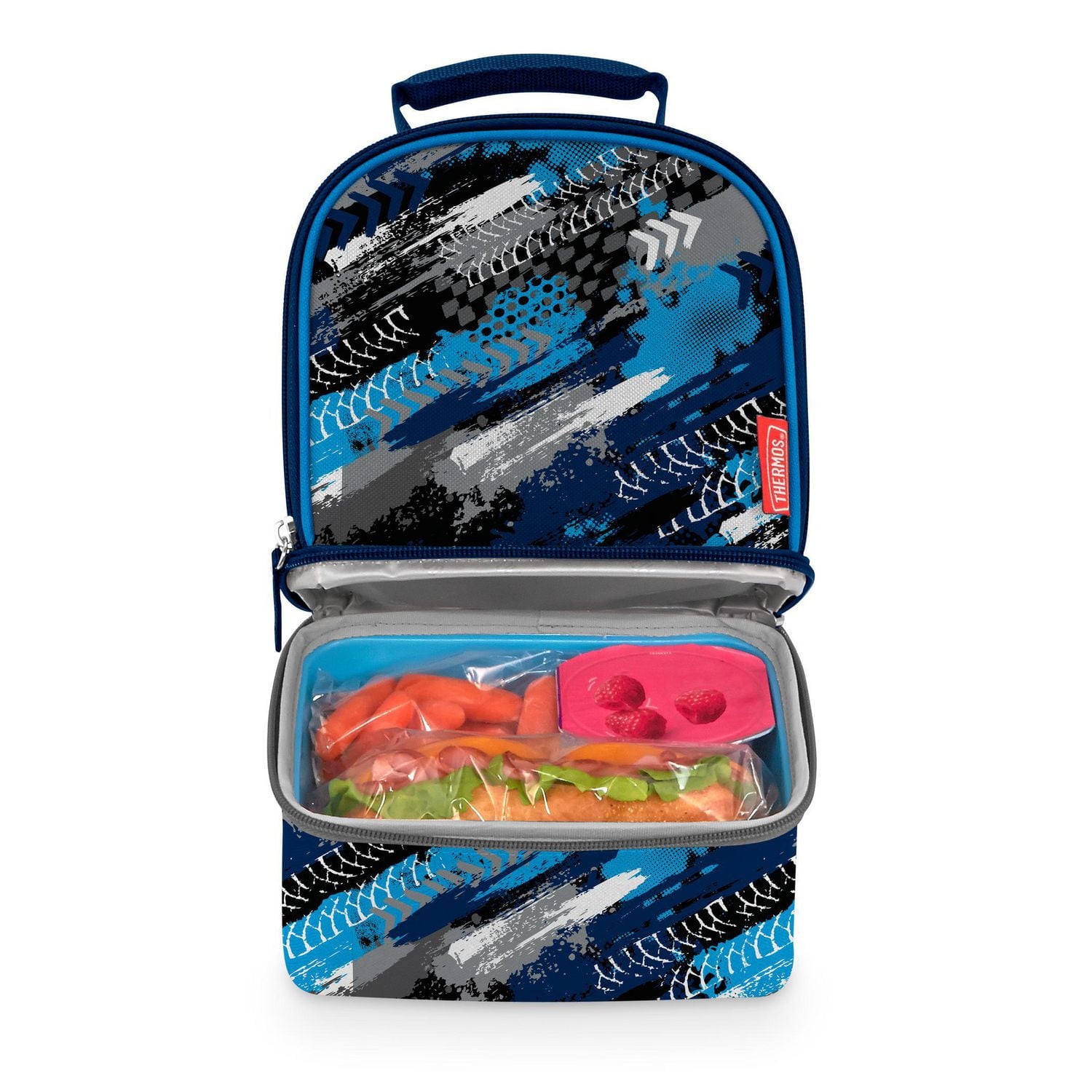 Sac à Lunch Thermos à Double Compartiment avec Coublure,  Des Pistes Sac à lunch double, Bleu