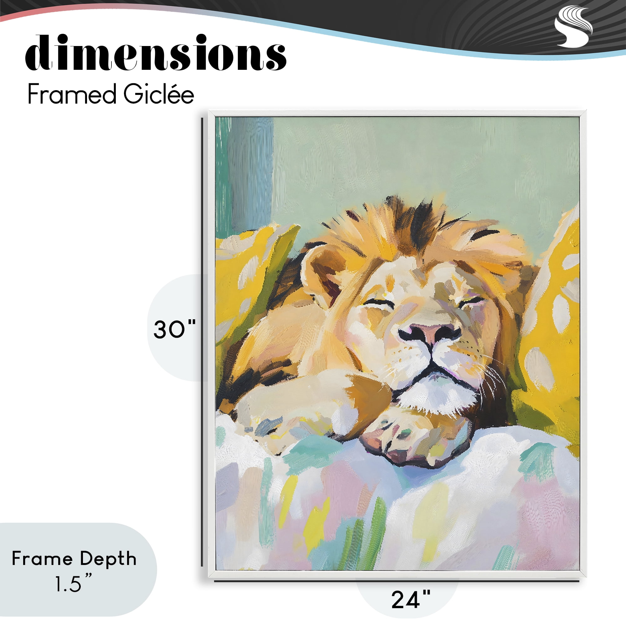 Stupell Industries Sleeping Lion on Pastel Pillows White Framed Giclee Art, design by The Prints Vibe