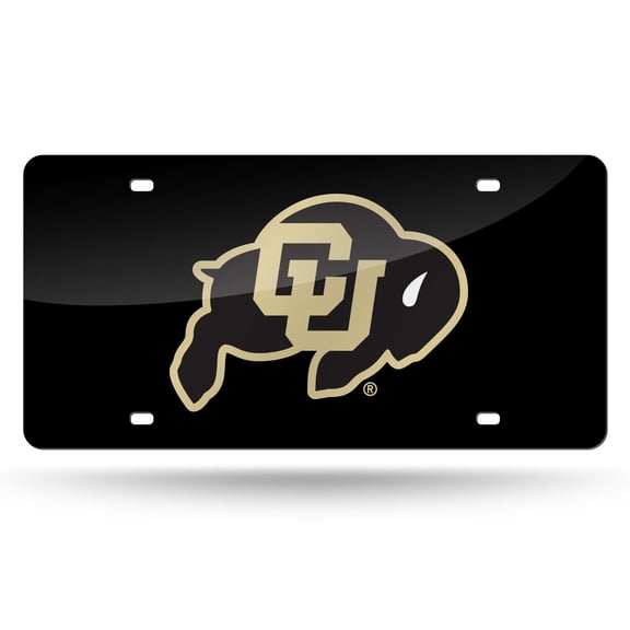 Colorado CU Buffaloes Black 12" x 6" Laser License Plate Tag for Car / Truck / SUV