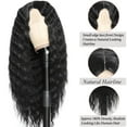 thumbnail image 3 of 22 Inch Synthetic Curly Wig Long Deep Wave Lace Wigs for Black Women Fake Scalp Natural Crimps Curls Lace Front Wig Pre Plucked Curly #1B, 3 of 8
