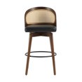thumbnail image 7 of GDF Studio Indoor Wood Bar Stools with Black PU Upholstery, Curved Rattan Back, Dark Walnut Finish, Set of 2, 7 of 7