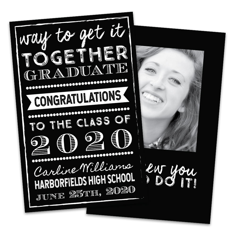 Personalized Black and White Graduation Announcement