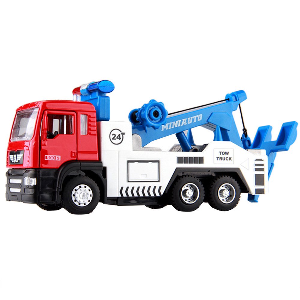 150 City Rescue Vehicle Toy Trailer Alloy model Sound And Light Pull Back Toy Car