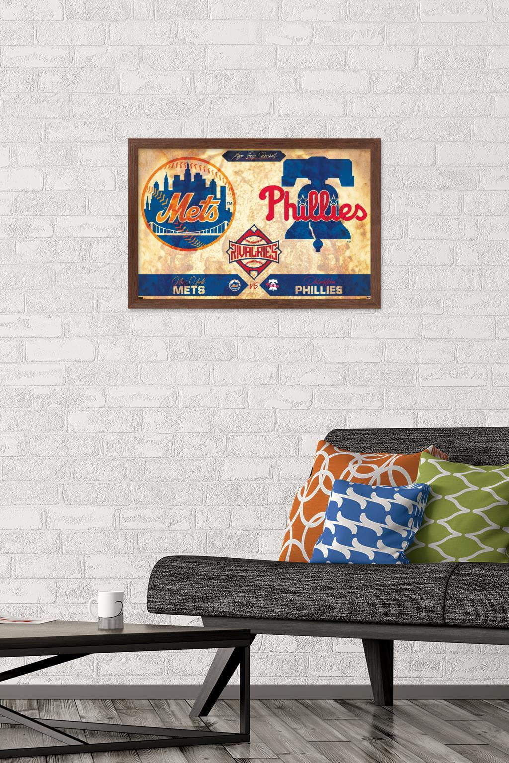 MLB Rivalries - New York Mets vs Philadelphia Phillies Wall Poster, 14.725" x 22.375" Framed