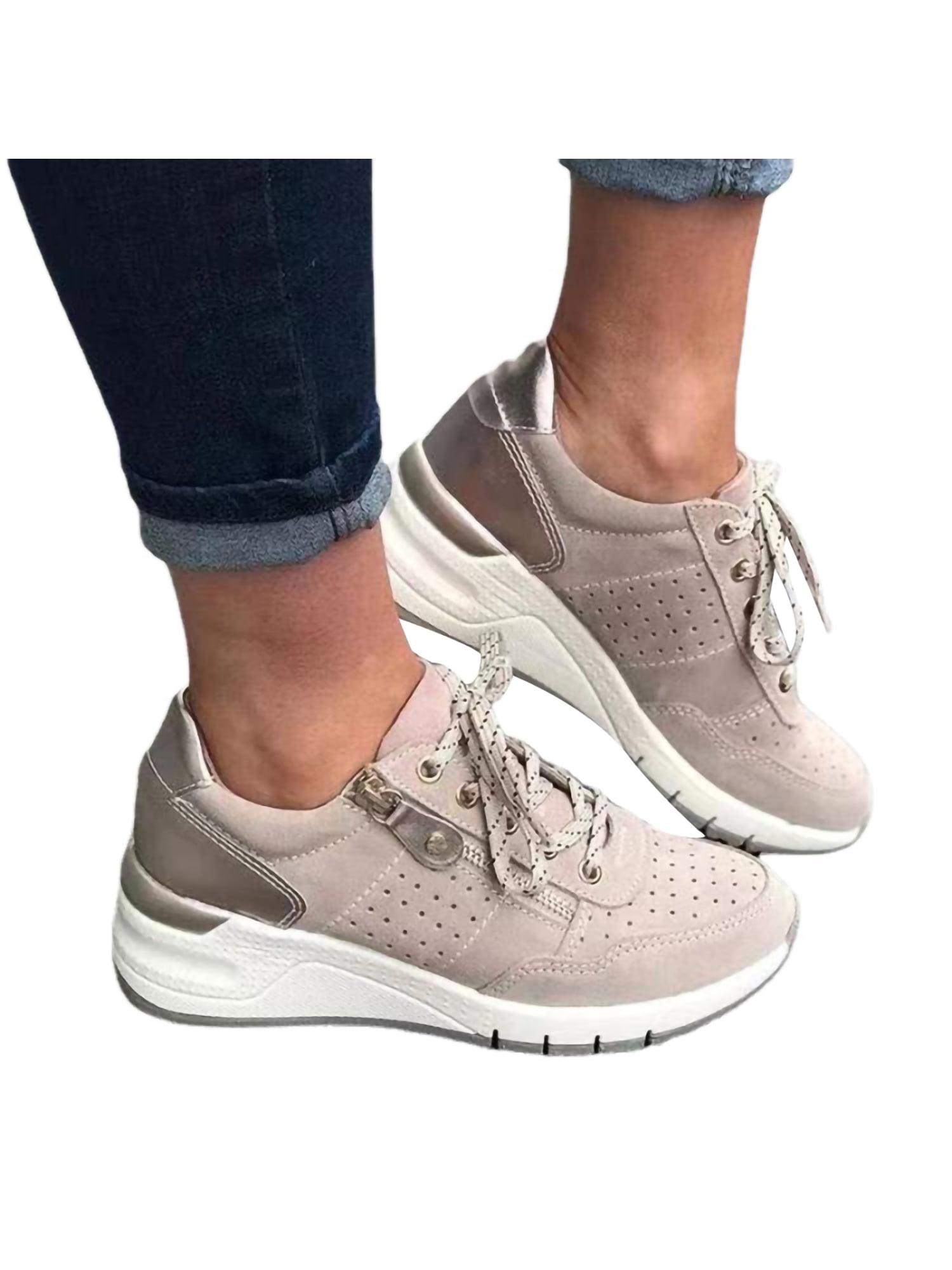 New Women's Trendy Trainers Lace Up Platform Ladies Running Shoes Ankle Boots 