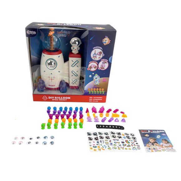 Liyamei Ballon Spatial DIY Autocollant Décoré Ballons pour Enfants Fusée Air avec Ballon Activité DIY Anniversaire pour Filles Garçons
