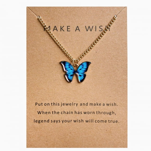 Butterfly Necklaces for Women Purple Blue Pink Butterfly Pendant Necklaces Adjustable Chain Necklace for Girls,Blue Black