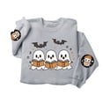 thumbnail image 7 of Womens Halloween Tops Cute Ghost Printed Long Sleeve Crew Neck Fashion Casual Loose Fall Pullover Top Gray XL, 7 of 7