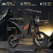 Electric Dirt Bike for Teens,Peak 2600W 38MPH Off-Road eMotorcycle,60V 23AH,up to 100 Miles,Full Suspension,14/12 Tire Mountain Bike UL2849