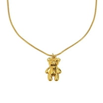 HIJONES Women's Stainless Steel Dainty Gold Bear Drop Pendant Animal Necklace Simple Charm Jewelry Gift