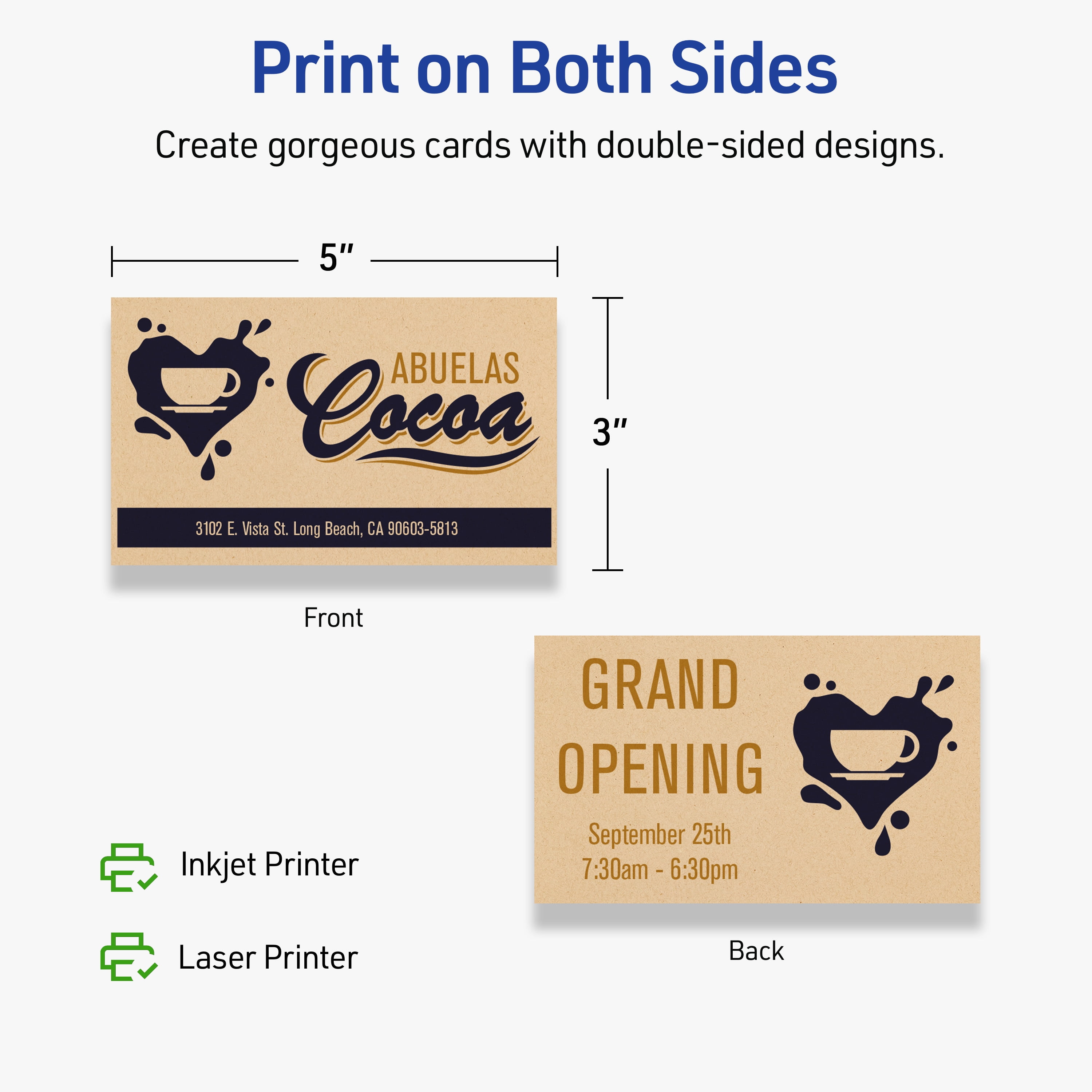 Avery Printable Rectangle Cards, 3" x 5", Kraft Brown, 150ct