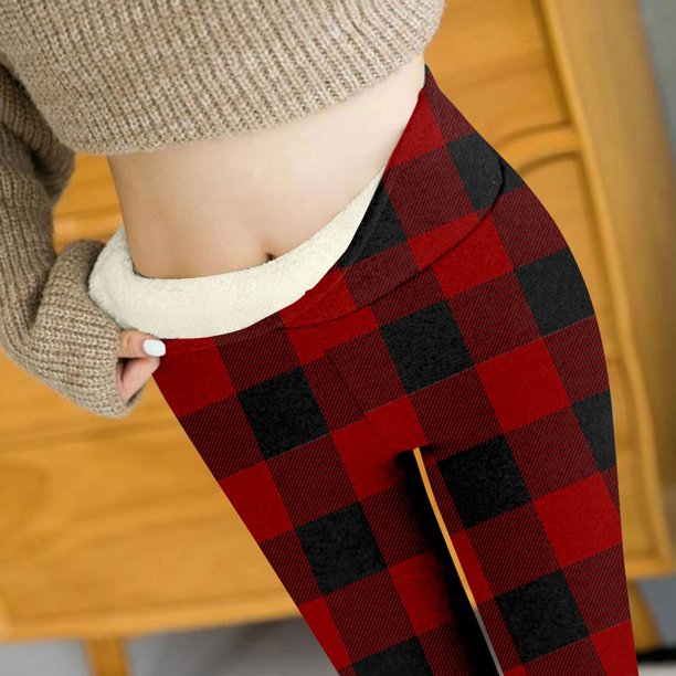 Women's Christmas Leggings Winter Sherpa Fleece Lined Leggings High Waist  Stretchy Warm Thermal Cashmere Pants Plus Size 