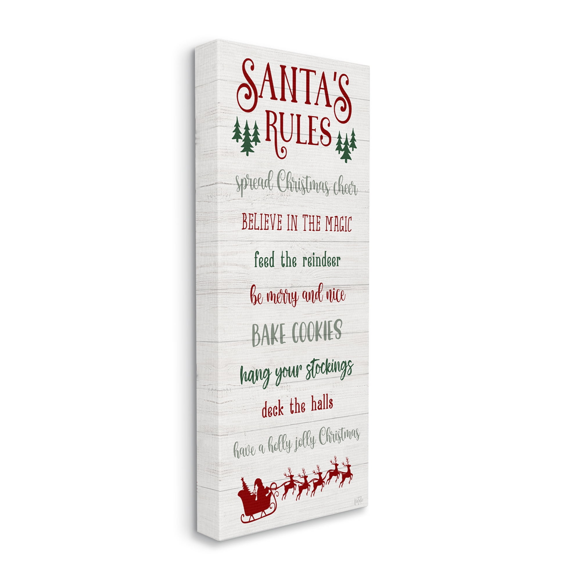 Stupell Industries Santa's Rules Holiday Holiday Painting Gallery Wrapped Canvas Art Print Wall Art, 20 x 48