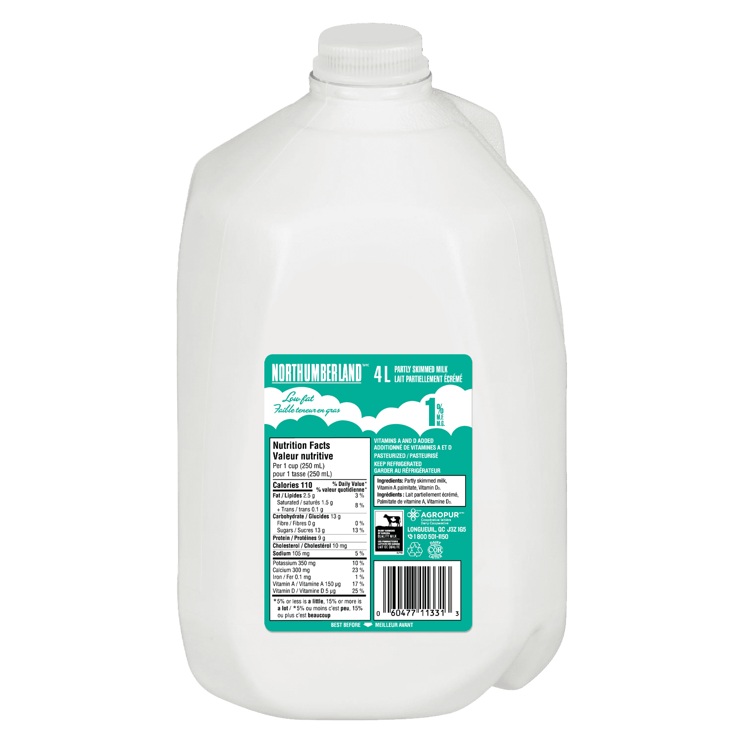 Northumberland Partly Skimmed 1% Milk