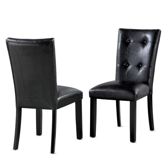 Steve Silver Sterling Black Faux Leather Upholstered Dining Chair