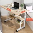 thumbnail image 3 of Computer Desk Height Adjustable Sturdy Construction Spacious Desktop with Casters Easy Movement Laptop Desk Table Office Mobility Workstation Office Supplies, 3 of 8