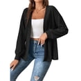 thumbnail image 1 of Chaquetas de Mujer de Color Liso, Larga, Frente Abierto, Chaqueta Regular Negro XL, 1 of 7
