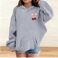 thumbnail image 2 of YunPes Girl's Cherry Graphic Hoodies Kids Bow Cherry Pullover Hooded Sweatshirt Boys Long Sleeve Oversized Sweaters Cute Preppy Coat, 2 of 8