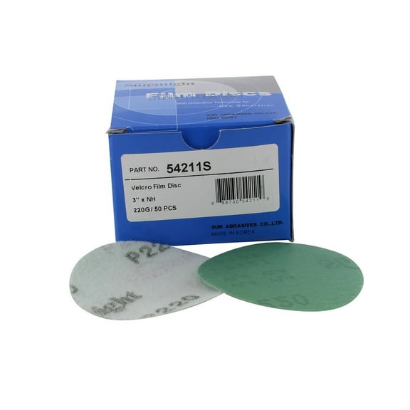 Sunmight Usa 54211 Film - 3" No Hole Grip Disc, 220 Grit, Box/50 SUN-54211