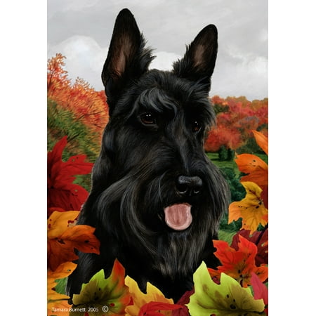 Scottish Terrier Black - Best of Breed Fall Leaves Garden (Best Houses In Scotland)