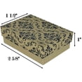 thumbnail image 2 of N'icePackaging - 100 Qty Kraft Damask Imported Cotton Filled Cufflink Jewelry Boxes - for Large Rings/Cufflinks/Earrings/Lockets & Keepsakes - 2 5/8" x 1 1/2" x 1", 2 of 5